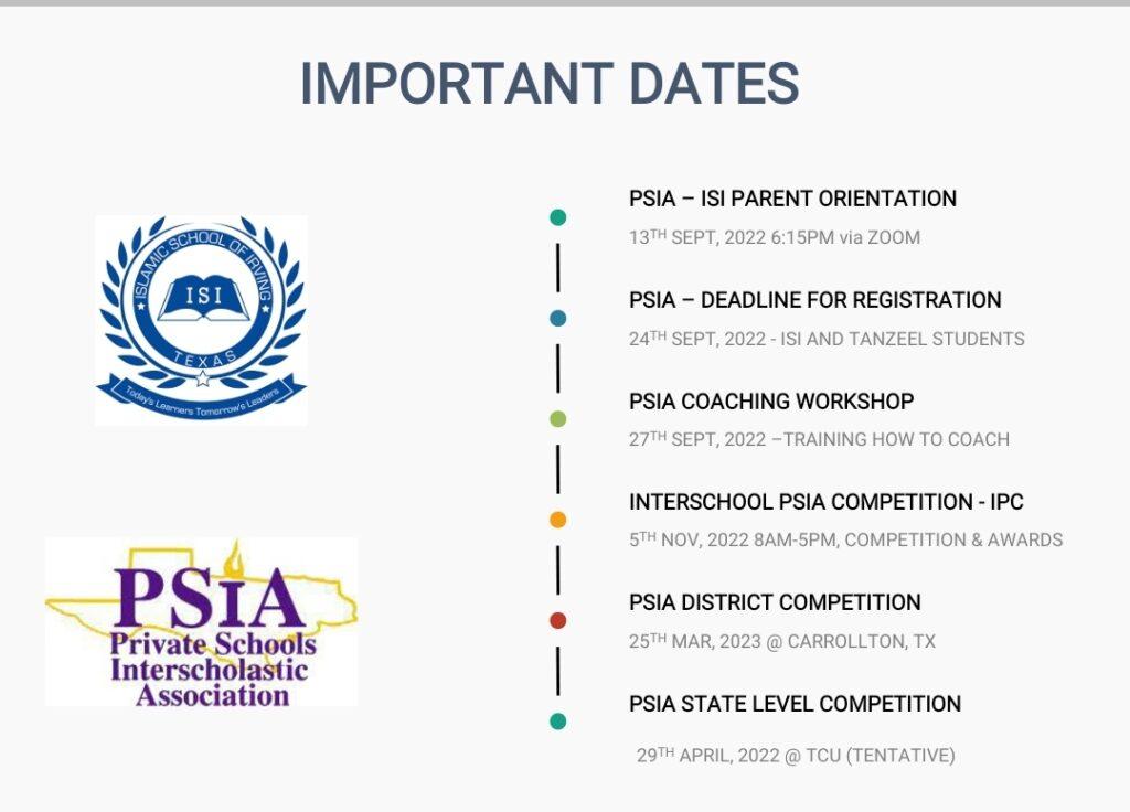 PSIA important dates flyer